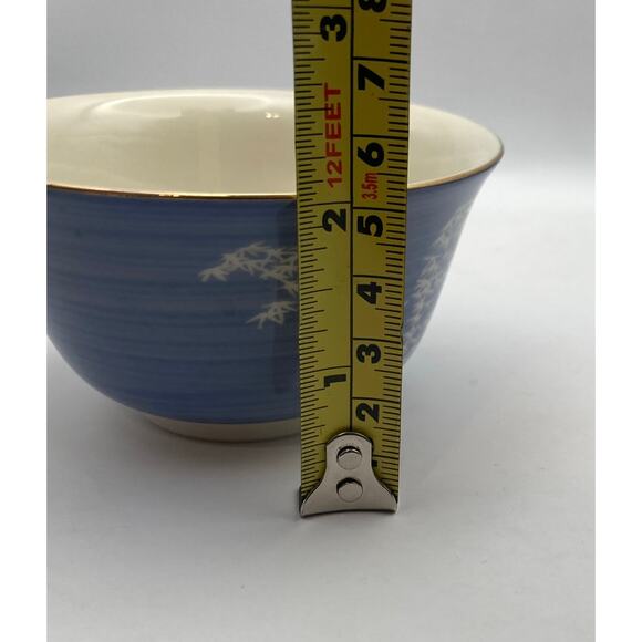 Beautiful Vintage Japanese Tea Cups (4) Blue and White Bamboo Design TACHIKICHI - Picture 6 of 6